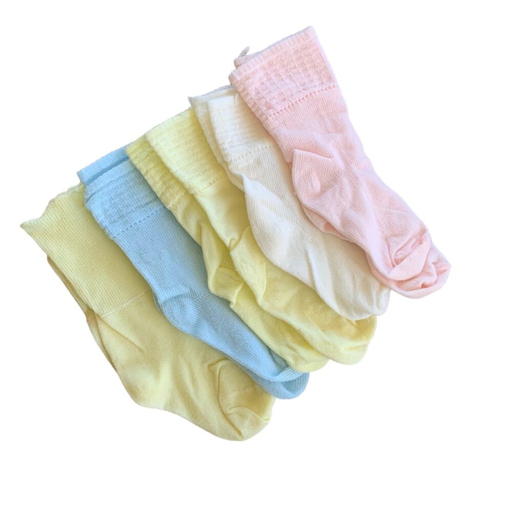 Vintage Pastel Ribbed Cuff Stockings Socks Bundle NB